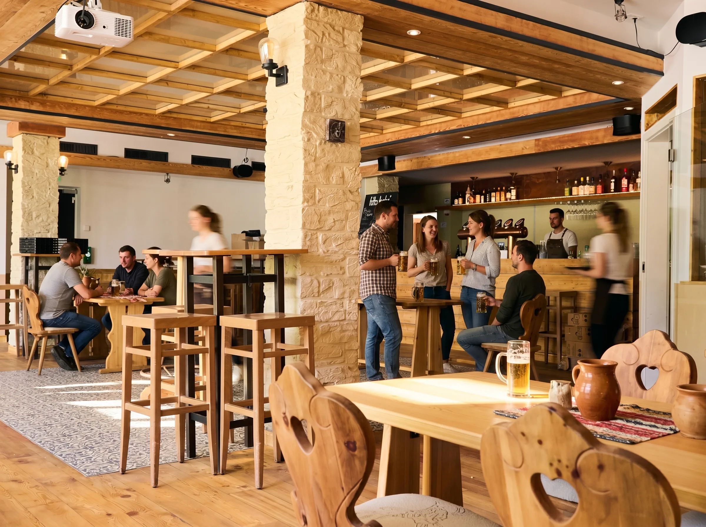 Veranstaltungsraum mit eigener Theke im Wirtshaus Paula